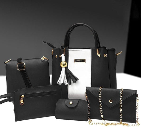 Stylish Women's PU Leather Bag Set- 5 Pcs