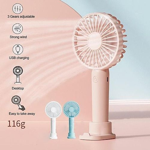 Portable Rechargeable Fan-1 Pc | Handheld 3 Speed Strong Wind Electric Small Mini Cooling Fan